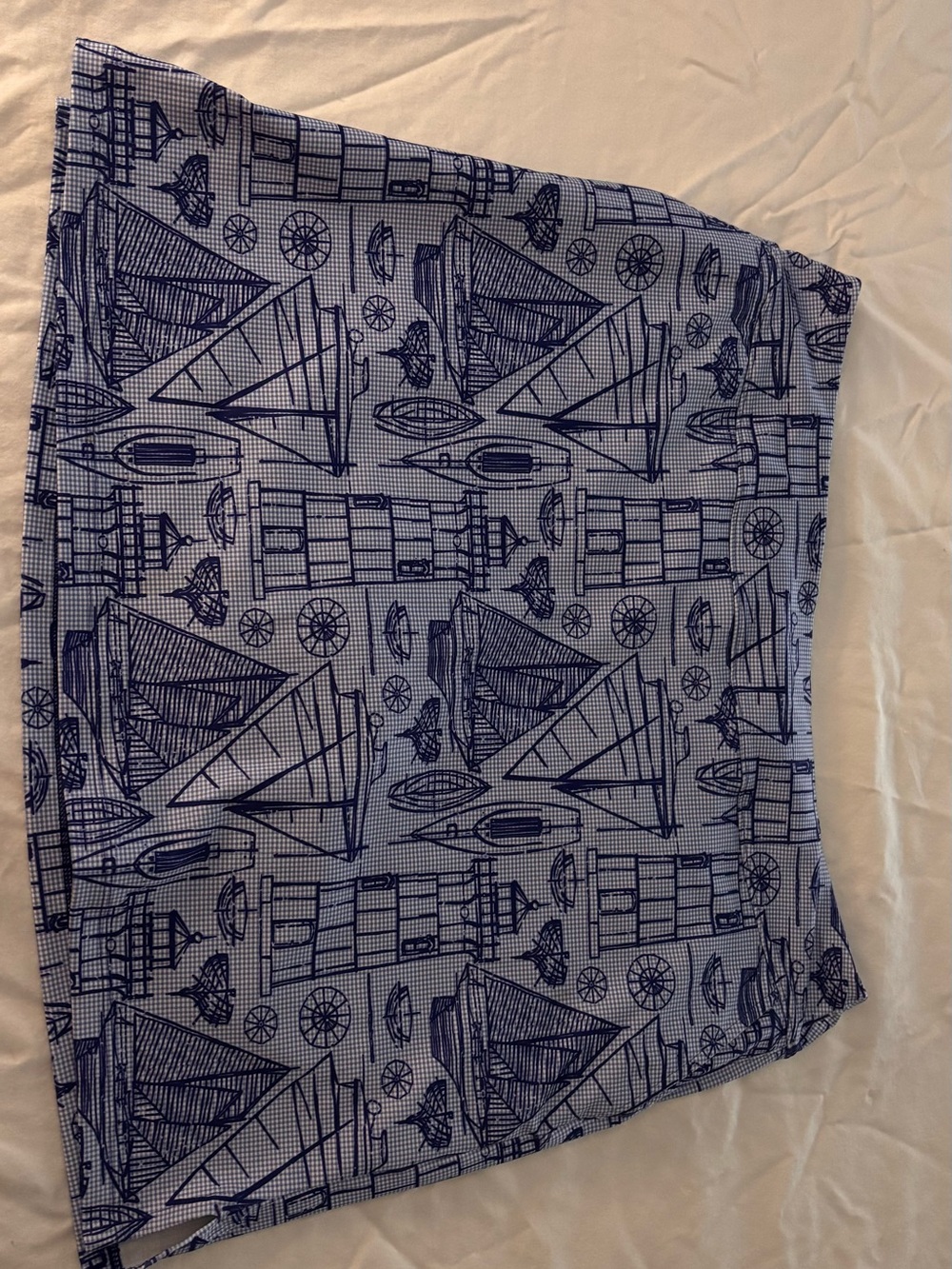 Vineyard Vines Blue and White Gingham Nautical Print Skirt